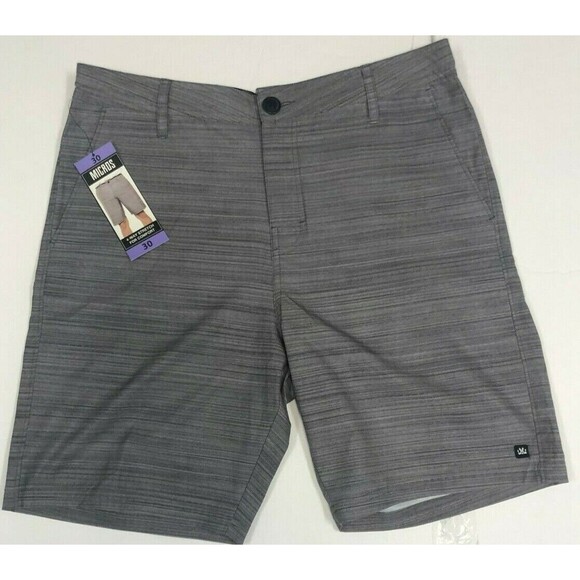 Micros Men's Matt 4-Way Stretch Flat Front Standard Fit Shorts GRAY 30 - Picture 1 of 1